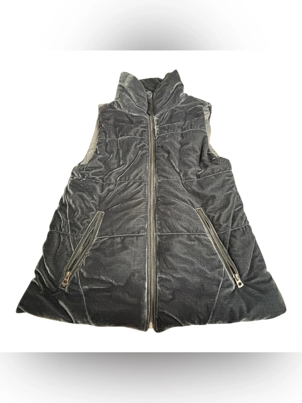 Dylan Gray Velvet Hooded Puffer Vest Size Small